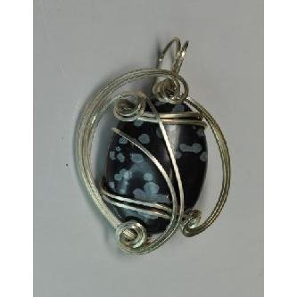 Sterling Silver Snow flake Obsidian Pendant Image